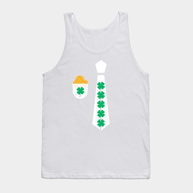 St Patricks Day Tie shamrock tuxedo Suit pocket with St patricks day gold coins Tank Top by Artstastic